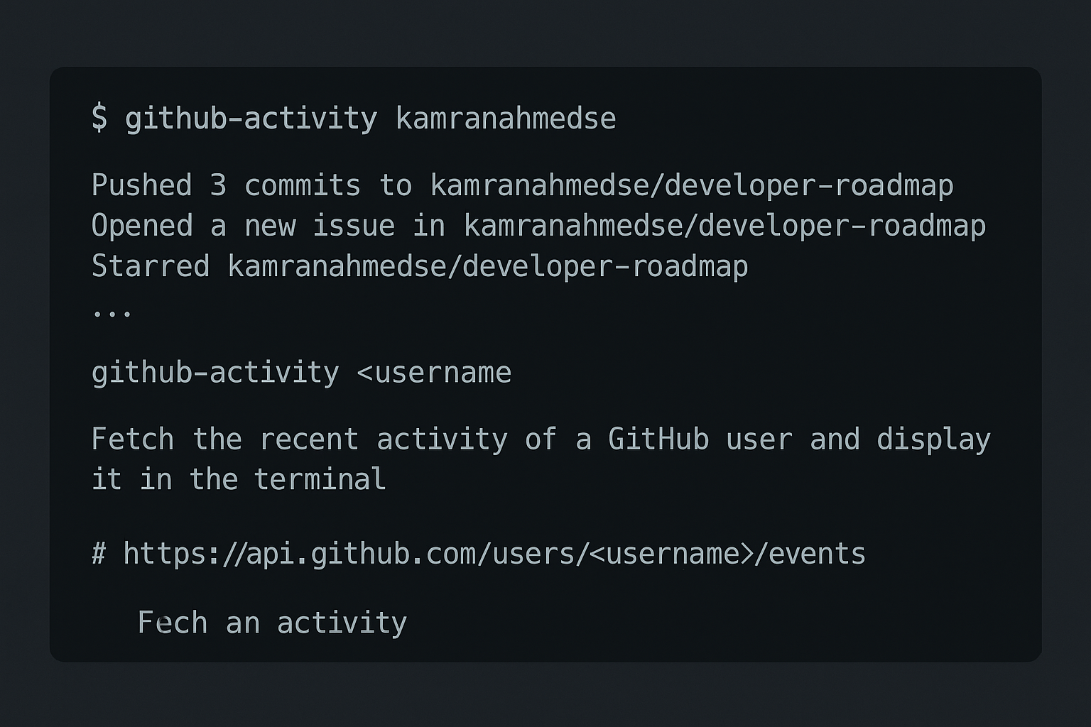 GitHub Activity preview